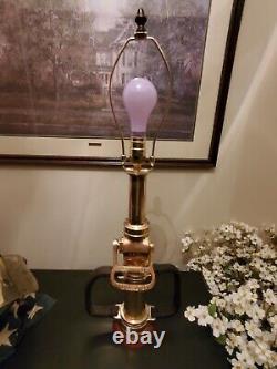 Lampe de buse d'incendie en laiton antique rare en bois Woodhouse 29 pouces HTF Super Nice