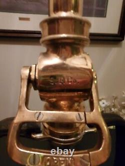 Lampe de buse d'incendie en laiton antique rare en bois Woodhouse 29 pouces HTF Super Nice