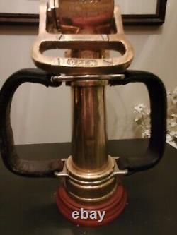Lampe de buse d'incendie en laiton antique rare en bois Woodhouse 29 pouces HTF Super Nice