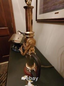 Lampe de buse d'incendie en laiton antique rare en bois Woodhouse 29 pouces HTF Super Nice