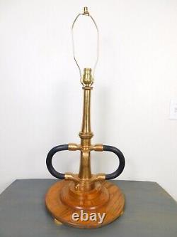 Lampe de table en laiton Antique 1900s Dbl Handle Deck Gun Fire Dept Deluge Hose Nozzle