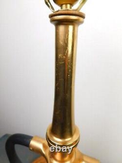 Lampe de table en laiton Antique 1900s Dbl Handle Deck Gun Fire Dept Deluge Hose Nozzle