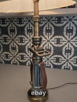Lampe de table industrielle vintage steampunk en laiton et chrome, rare, avec buse de tuyau d'incendie