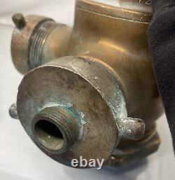 Le plus rare Vintage Greenberg's Sons Solid Brass DOUBLE NOZZLE 300lb Hydrant d'Incendie