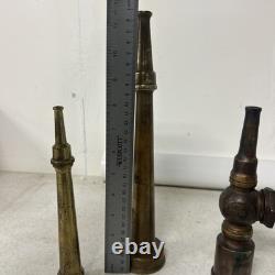 Lot de 3 buses d’incendie anciennes en laiton massif, valves, style steampunk, pompier, tuyau d’arrosage	<br/>