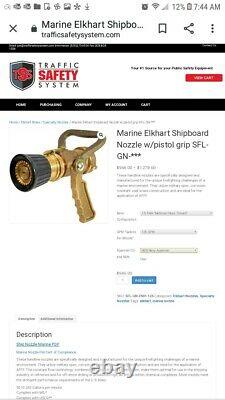 Marine Elkhart Shipboard Brass Fire Nozzle Withpistol Grip Sfl-gn-125. Mil-spec (en)