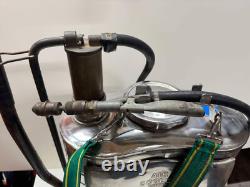 Pompe à incendie ovale vintage Smith Indian en acier inoxydable avec sangles, tuyau et buse