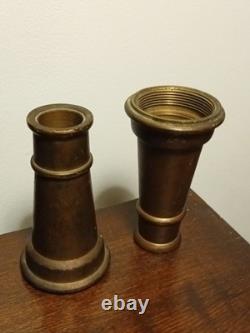 RARE PAIRE Anciennes Buses en Laiton Massif 5 pour Tuyaux d'Incendie