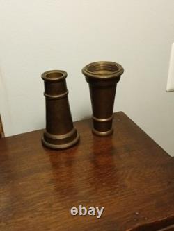 RARE PAIRE Anciennes Buses en Laiton Massif 5 pour Tuyaux d'Incendie