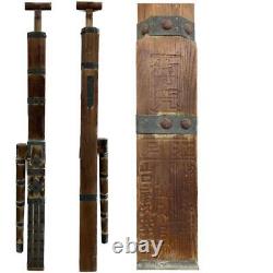 Rare Antique Japanese Edo Water Gun Fire Wooden Tool
  	<br/>	Rareté antique japonaise Edo pistolet à eau en bois de feu outil