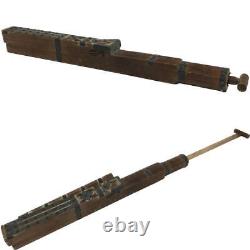 Rare Antique Japanese Edo Water Gun Fire Wooden Tool
 	
<br/> 
Rareté antique japonaise Edo pistolet à eau en bois de feu outil