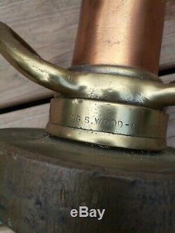 Rare Belle Brass Antique Fire Hose Buse G. S. Bois Chicago & Montage