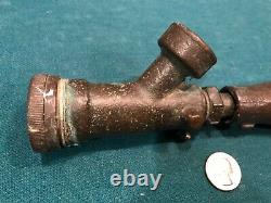 Rare Old Vintage Antique Brass Water Hose Nozzle Fire Gas Pump Farm Tool Garden