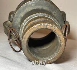Rarissime antique en laiton PT grande buse de pompier pour tuyau d'incendie avec raccord de colonne montante