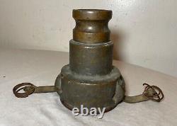 Rarissime antique en laiton PT grande buse de pompier pour tuyau d'incendie avec raccord de colonne montante