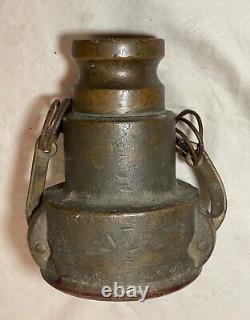 Rarissime antique en laiton PT grande buse de pompier pour tuyau d'incendie avec raccord de colonne montante
