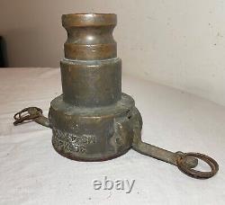 Rarissime antique en laiton PT grande buse de pompier pour tuyau d'incendie avec raccord de colonne montante