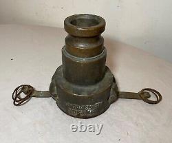 Rarissime antique en laiton PT grande buse de pompier pour tuyau d'incendie avec raccord de colonne montante