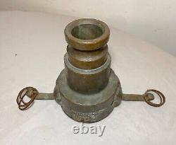 Rarissime antique en laiton PT grande buse de pompier pour tuyau d'incendie avec raccord de colonne montante