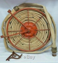Reel Vintage Tuyau D'incendie Buse Pompier Pompier Laiton Tissu De 1940 Goodyear
