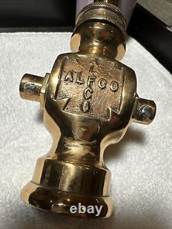 Superbe buse d'incendie en laiton massif ancienne et vintage ALFCO RARE