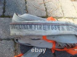 Support de rack de tuyau d'incendie Vintage 1910 de la W. D. Allen Mfg. Co. et tuyau désaffecté