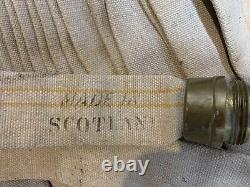 Tuyau d'incendie Allenco vintage avec support mural et buse en laiton massif 1959