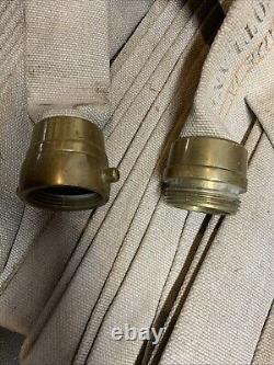 Tuyau d'incendie Allenco vintage avec support mural et buse en laiton massif 1959