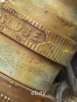 Tuyau d'incendie vintage WD Allen Co. de 100 pieds et buse en laiton