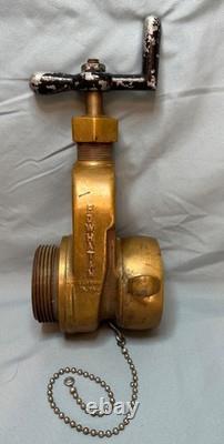 Vanne de coupure de bouche d'incendie Vintage POWHATAN en laiton massif de 2 1/2 pouces