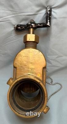 Vanne de coupure de bouche d'incendie Vintage POWHATAN en laiton massif de 2 1/2 pouces