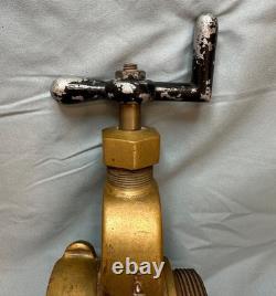 Vanne de coupure de bouche d'incendie Vintage POWHATAN en laiton massif de 2 1/2 pouces