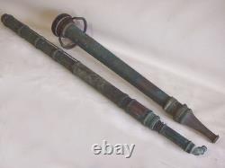 Vieux Tuyau d'Arrosage en Cuivre de l'Époque Taisho Japonais (Kensaki) Ensemble de 2 Buses