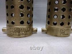 Vintage 2 Grilles de Succion pour Tuyaux d'Incendie en Laiton J. M. Loeffler Phila PA Lot de 2