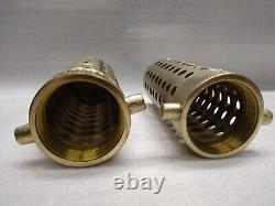 Vintage 2 Grilles de Succion pour Tuyaux d'Incendie en Laiton J. M. Loeffler Phila PA Lot de 2
