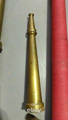 Vintage 30 Brass Fire Hose Nozzle Playpipe Powhatan Cord Wrapped Collectible