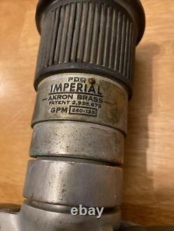 Vintage Akron Brass Imperial Fire Département Firefighting Hose Buse Withhandles