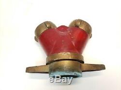 Vintage Bouche D'incendie Tuyau D'eau Wye Splitter Akron Brass Withmale Ends