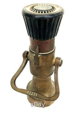 Vintage Brass Co Elkhart Mfg Laiton Massif Lourd Tuyau D'incendie Buse Belle Patina