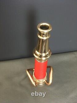 Vintage Elkhart Brass Mfg. Co. 15 Pouces Cordon Rouge Enveloppe La Buse De Feu Avec Poignées/