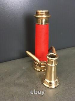 Vintage Elkhart Brass Mfg. Co. 15 Pouces Cordon Rouge Enveloppe La Buse De Feu Avec Poignées/