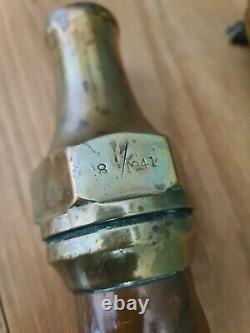 Vintage Roi George 1941 Embout de tuyau d'incendie en cuivre et laiton W&Co marqué de la période de la Seconde Guerre mondiale