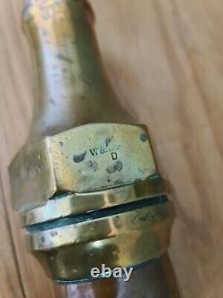 Vintage Roi George 1941 Embout de tuyau d'incendie en cuivre et laiton W&Co marqué de la période de la Seconde Guerre mondiale
