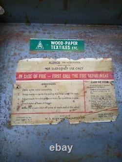 Vintage Toile Allenco Fire Hose Station Cabinet, Buse En Laiton, Laiton Spigot 1968