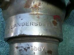 Vintage Wvfd Landerson Nickle Over Brass Fire Hose Nozzle Avec Leather Straps