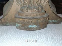 Vintage depuis 1902 Support de tuyau de moteur de camion de pompier Elkhart Brass avec aigle orné