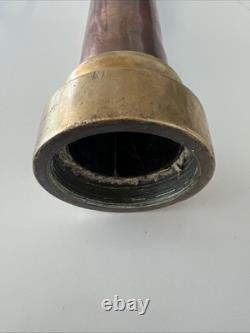 Vintaige 25 Buse de Tuyau d'Incendie en Laiton et Cuivre à Extrémité Filetée Antiques Pompier