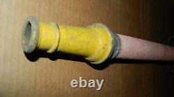 Vtg Ancien Camion de Pompier Grand Tuyau Jouet Enroulé de Corde + Buse en Laiton