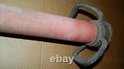 Vtg Ancien Camion de Pompier Grand Tuyau Jouet Enroulé de Corde + Buse en Laiton