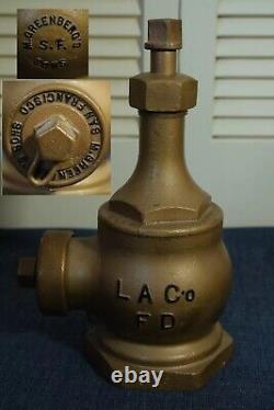 Vtg M. Greenberg's Sons SF Wharf Hydrant de Pompiers du Comté de Los Angeles LA Co FD Dept
